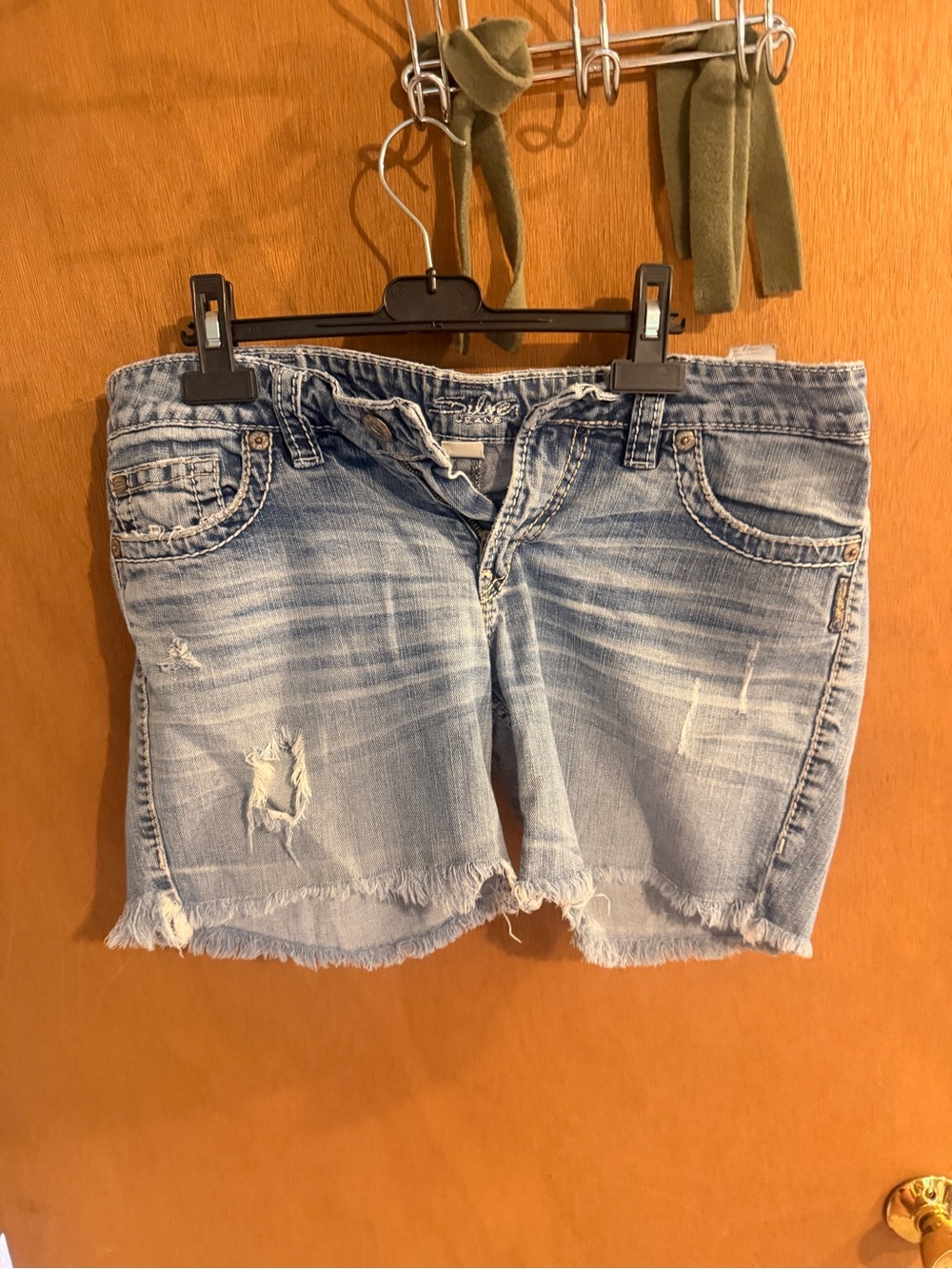 Silver Jeans Light Blue Distressed Denim Jean Shorts